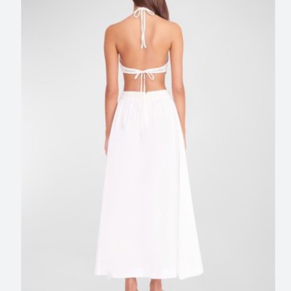 NWT STAUD Kaylee Crochet Bodice Halter Knit Midi Dress - Pansy White Beach Party - Picture 11 of 11